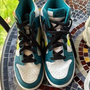 Nike Kids' Sneakers in Teal, White, and Neon Yellow